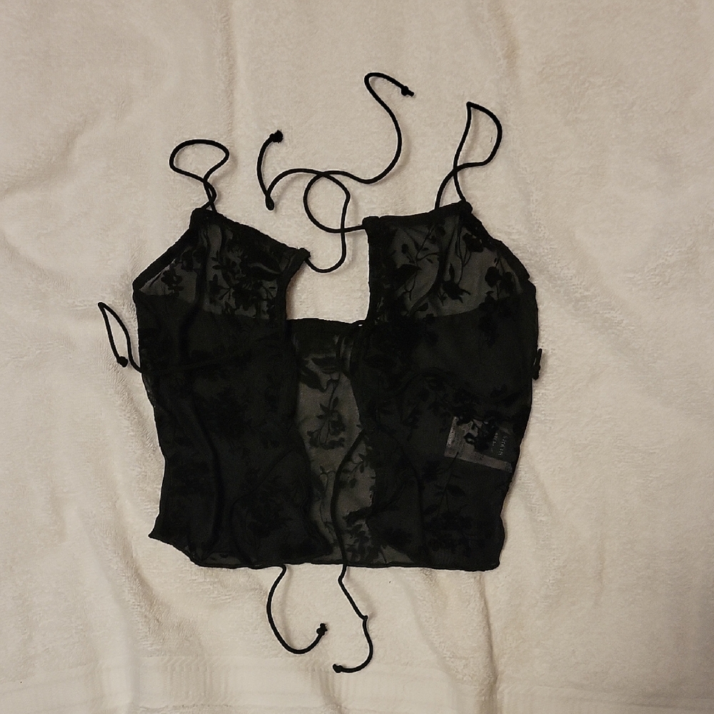 SHEIN Black Floral Sheer Camisole